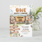 Invitation One Happy Camper Woodlands First Birthday (Debout devant)