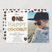 Invitation One Happy Coconut 1st Summer Birthday Photo (Devant / Derrière)
