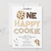 Invitation One Happy Cookie Invite 1st  First Birthday Cute (Devant)