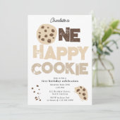 Invitation One Happy Cookie Invite 1st  First Birthday Cute (Debout devant)