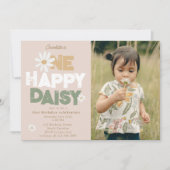 Invitation One Happy Daisy Invite 1st  First Birthday Photo (Devant)