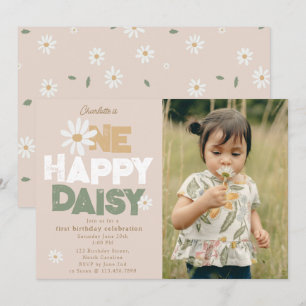 Invitation One Happy Daisy pour 1er Premier Anniv