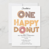 Invitation One Happy Donut Invite 1st  First Birthday Cute (Devant)