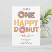 Invitation One Happy Donut Invite 1st  First Birthday Cute (Debout devant)
