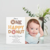 Invitation One Happy Donut Invite 1st  First Birthday Photo (Debout devant)