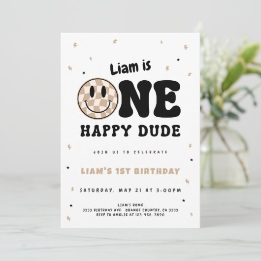 Invitation One Happy Dude (Debout devant)