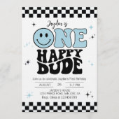 Invitation One Happy Dude Boy First Birthday Party (Devant)