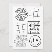 Invitation One Happy Dude Boy's Retro 1st Birthday  (Dos)