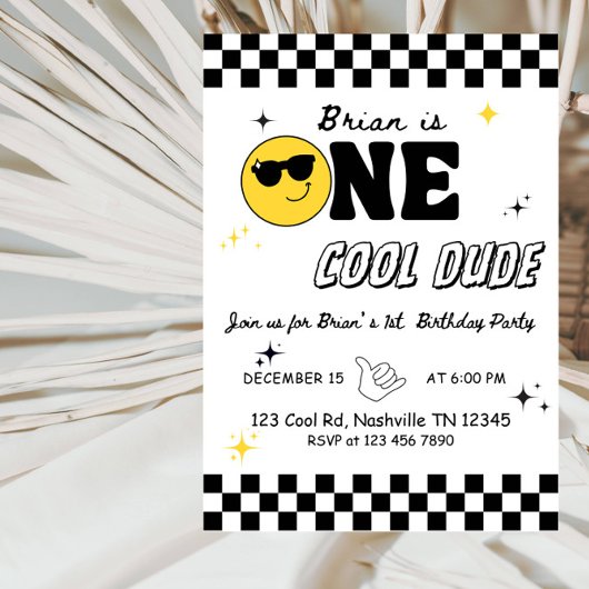 Invitation One Happy Dude – Cool & Fun Boy 1st Birthday Party