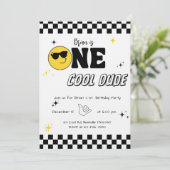 Invitation One Happy Dude – Cool & Fun Boy 1st Birthday Party (Debout devant)