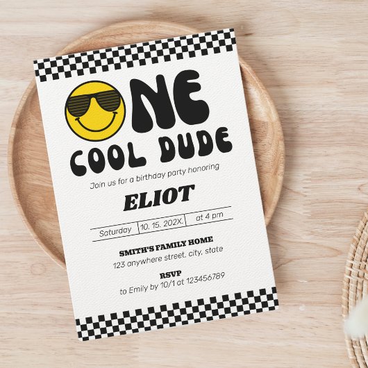 Invitation One Happy Dude One Cool Dude Boy's 1st Birthday