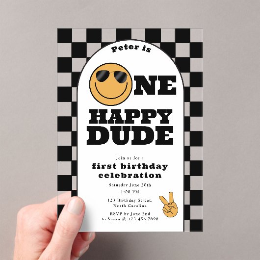 Invitation One Happy Dude pour 1er Premier Anniver (In situ (ordinateur de poche))