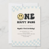 Invitation One Happy Dude Smiley 1st Birthday (Devant)