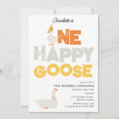 Invitation One Happy Goose Invite 1st  First Birthday Cute (Devant)