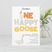Invitation One Happy Goose Invite 1st  First Birthday Cute (Debout devant)