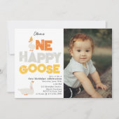 Invitation One Happy Goose Invite 1st  First Birthday Photo (Devant)