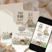 Invitation One Happy Hunter Easter Themed First Birthday
