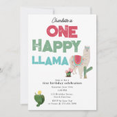 Invitation One Happy Llama Invite 1st Girl Birthday (Devant)