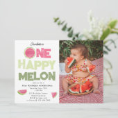 Invitation One Happy Melon 1st Summer Birthday Photo (Debout devant)