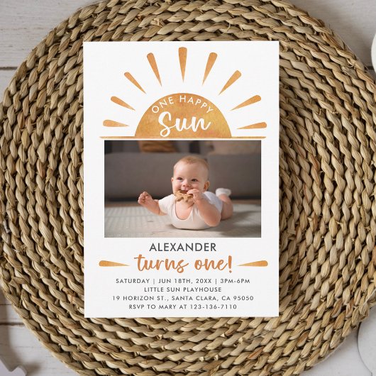 Invitation One Happy Sun First Birthday 