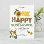 Invitation One Happy Sunflower Invite 1st Summer Birthday (Debout devant)