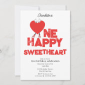 Invitation One Happy Sweetheart Invite 1st Girl Birthday (Devant)