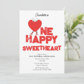 Invitation One Happy Sweetheart Invite 1st Girl Birthday (Debout devant)