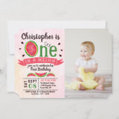 Invitation One In A Melon 1st Birday Photo (Devant)