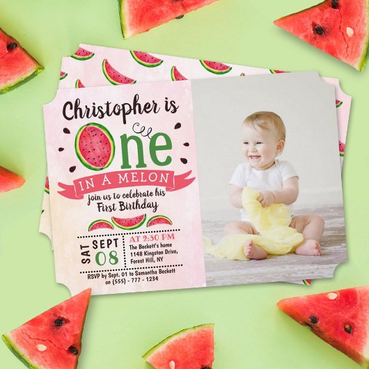 Invitation One In A Melon 1st Birday Photo