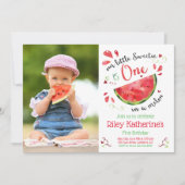 Invitation One in a Melon 1st Birthday Photo Red Watermelon (Devant)