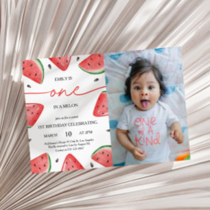 Invitation One In A Melon 1st Birthday Watermelon Photo