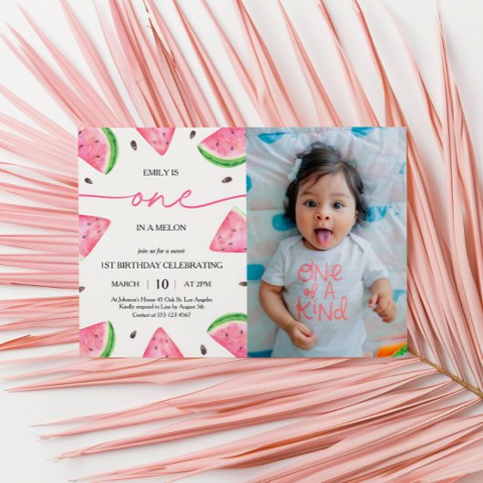 Invitation One In A Melon 1st Birthday Watermelon Photo
