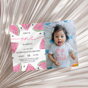 Invitation One In A Melon 1st Birthday Watermelon Photo