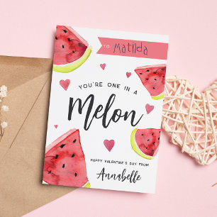 Invitation One In A Melon Classroom Valentine's Day Card