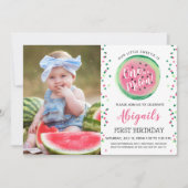 Invitation One in a Melon Confetti Photo 1er anniversaire Par (Devant)