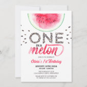 Invitation One in a Melon - Cute Watermelon Premier anniversa (Devant)