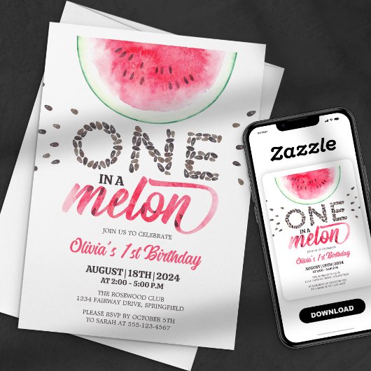 Invitation One in a Melon - Cute Watermelon Premier anniversa