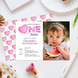 Invitation One in a Melon Girl Photo 1er anniversaire Invitat
