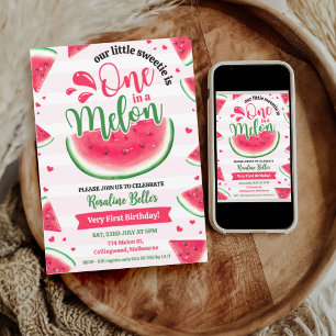 Invitation One In A Melon Girl Premier anniversaire 1er anniv
