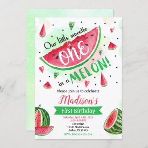 Invitation One in a Melon Invitation, Watermelon 1er Annivers