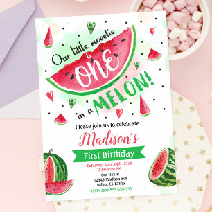 Invitation One in a Melon Invitation, Watermelon 1er Annivers