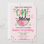 Invitation One in a Melon Little Girl First Birthday Invitati (Devant)