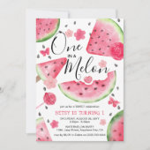 Invitation 'One in a Melon' mignonne Watermelon fille 1er ann (Devant)