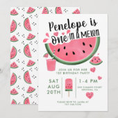 Invitation One In A Melon Watermelon 1er anniversaire (Devant / Derrière)