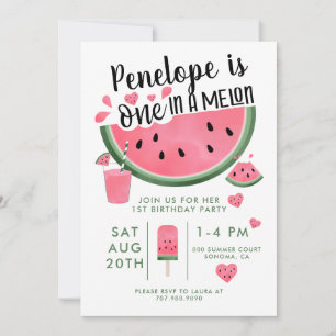 Invitation One In A Melon Watermelon 1er anniversaire