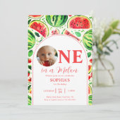 Invitation One In A Melon Watermelon Baby Photo 1er anniversa (Debout devant)