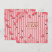 Invitation One in a Melon Watermelon First Birthday Invitatio (Devant / Derrière)