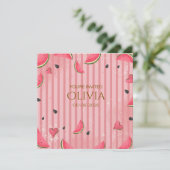 Invitation One in a Melon Watermelon First Birthday Invitatio (Debout devant)