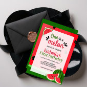 Invitation One In A Melon Watermelon Girl 1er anniversaire