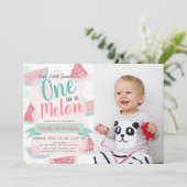 Invitation One in a Melon Watermelon Girl Photo 1er anniversa (Debout devant)